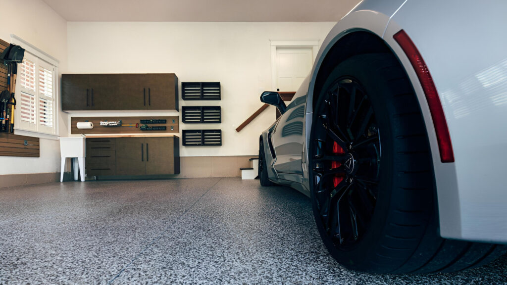 Epoxy flooring in a garage